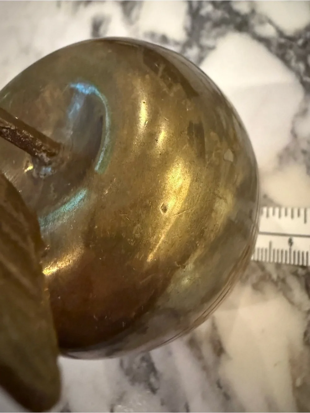 Vintage solid Brass Apple Paperweight - Mid Century Modern Desk Decor